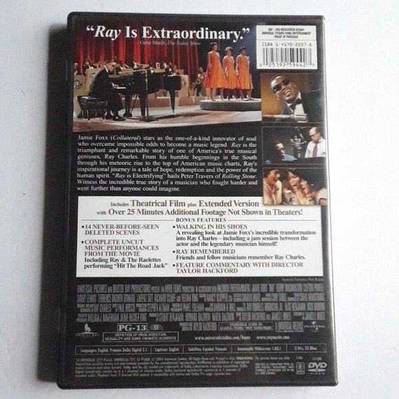 Ray 2 Disc DVD - Ray Charles Jamie Foxx - Picture 2 of 4